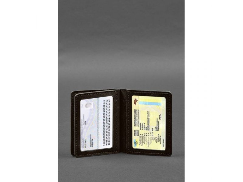 Кожаная обложка для водительского удостоверения, ID и пластиковых карт 2.0 коричневая, фото 6