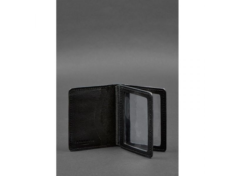 Кожаная обложка для водительского удостоверения, ID и пластиковых карт 2.0 черная, фото 2