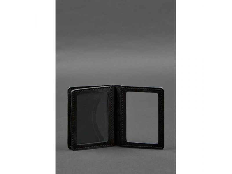 Кожаная обложка для водительского удостоверения, ID и пластиковых карт 2.0 черная, фото 3