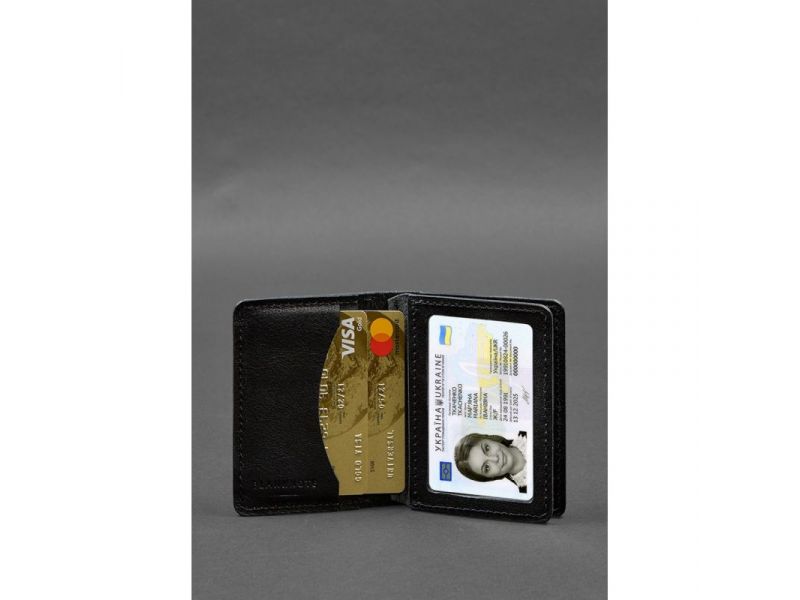 Кожаная обложка для водительского удостоверения, ID и пластиковых карт 2.0 черная, фото 5