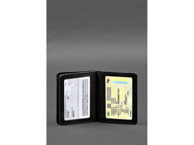 Кожаная обложка для водительского удостоверения, ID и пластиковых карт 2.0 черная, фото 6