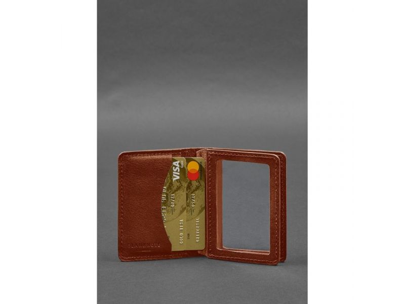 Кожаная обложка для водительского удостоверения, ID и пластиковых карт 2.0 светло-коричневая, фото 4