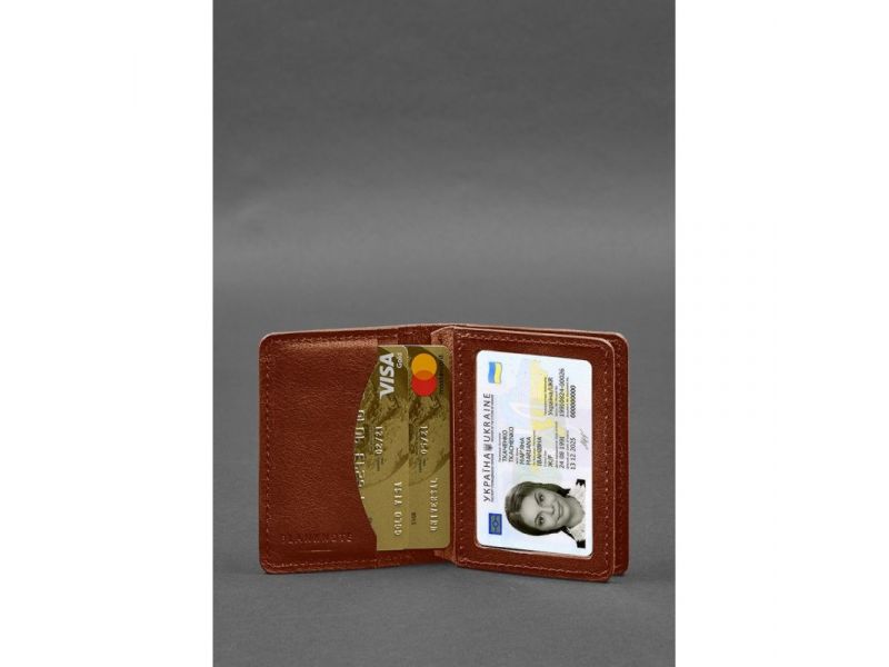 Кожаная обложка для водительского удостоверения, ID и пластиковых карт 2.0 светло-коричневая, фото 5
