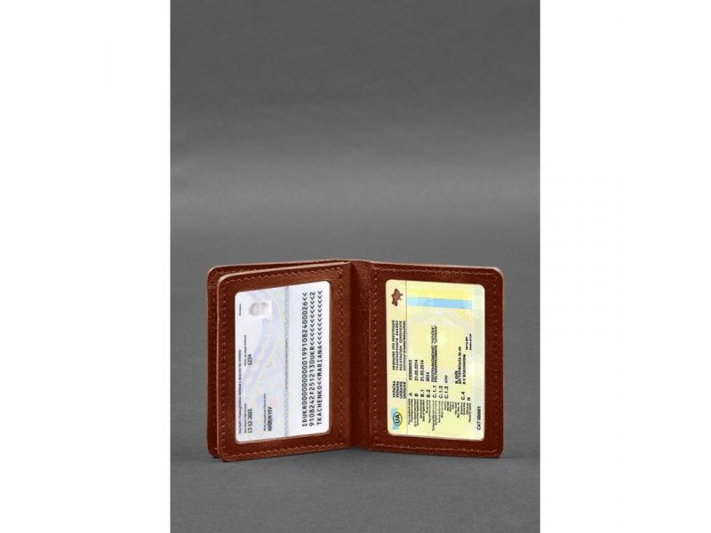 Кожаная обложка для водительского удостоверения, ID и пластиковых карт 2.0 светло-коричневая, фото 6