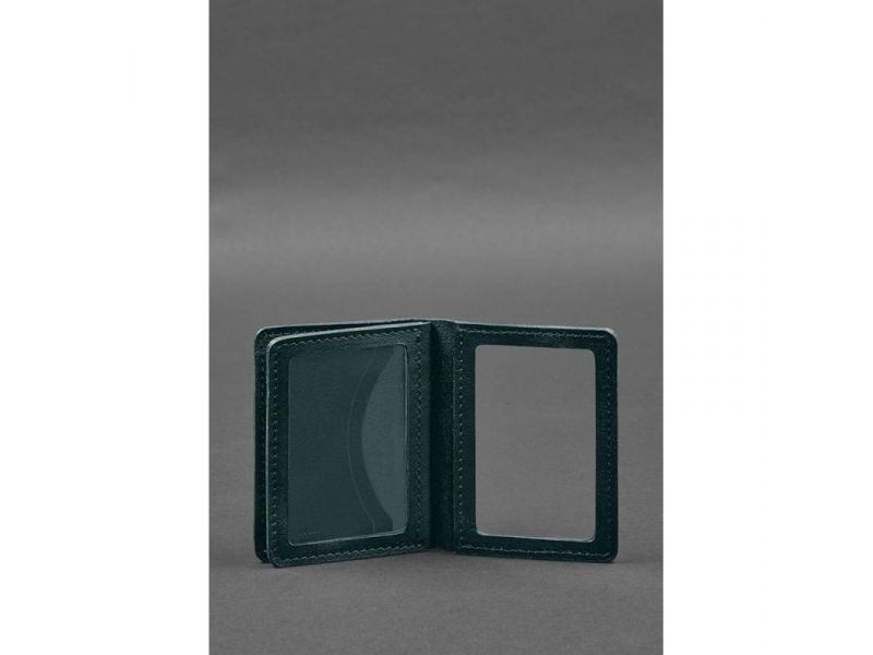 Кожаная обложка для водительского удостоверения, ID и пластиковых карт 2.0 зеленая, фото 3