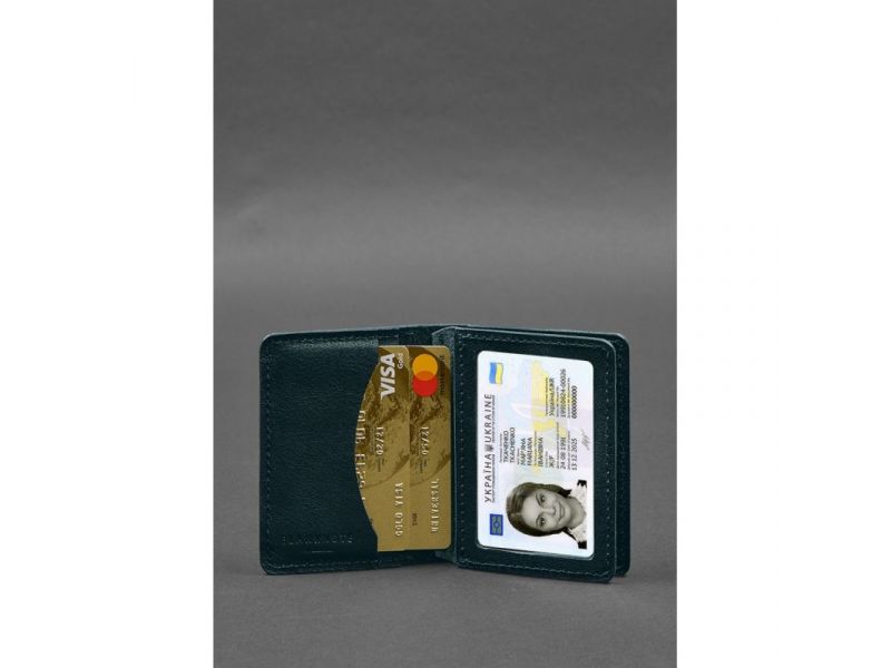 Кожаная обложка для водительского удостоверения, ID и пластиковых карт 2.0 зеленая, фото 5