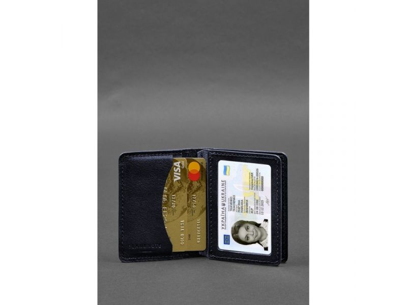Кожаная обложка для водительского удостоверения, ID и пластиковых карт 2.0 синий, фото 5