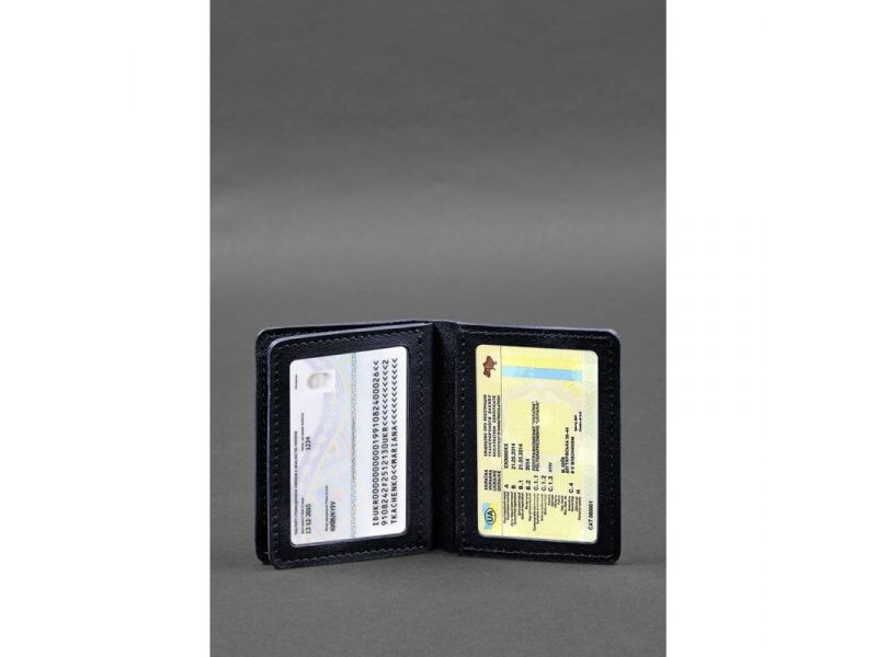 Кожаная обложка для водительского удостоверения, ID и пластиковых карт 2.0 синий, фото 6