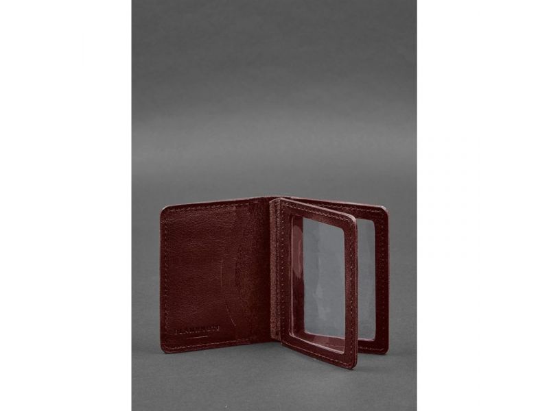 Кожаная обложка для водительского удостоверения, ID и пластиковых карт 2.0 бордовая, фото 2