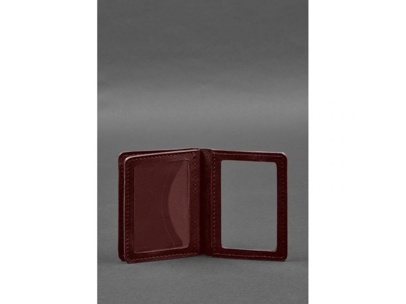 Кожаная обложка для водительского удостоверения, ID и пластиковых карт 2.0 бордовая, фото 3