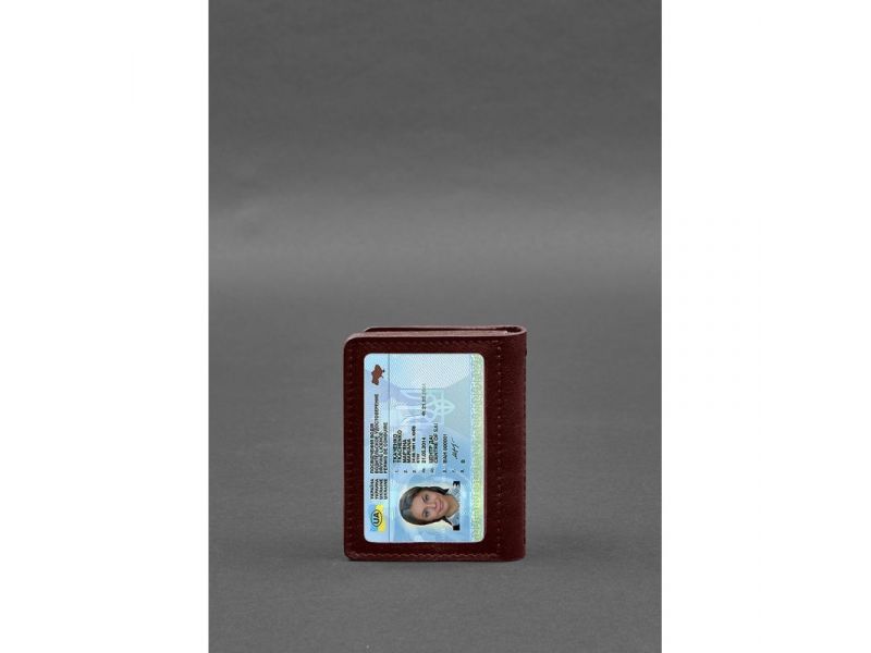 Кожаная обложка для водительского удостоверения, ID и пластиковых карт 2.0 бордовая, фото 7