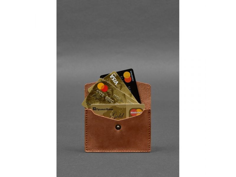 Кожаный кард-кейс 9.0 светло-коричневый Crazy Horse, фото 3