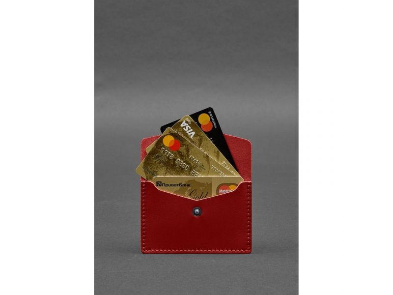 Кожаный кард-кейс 9.0 красный краст, фото 3