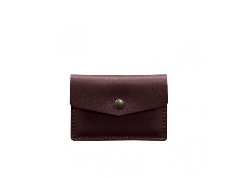 Кожаный кард-кейс 9.0 бордовый краст, фото 6