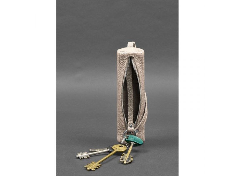 Женская кожаная ключница 3.1 Тубус XL светло-бежевая, фото 2