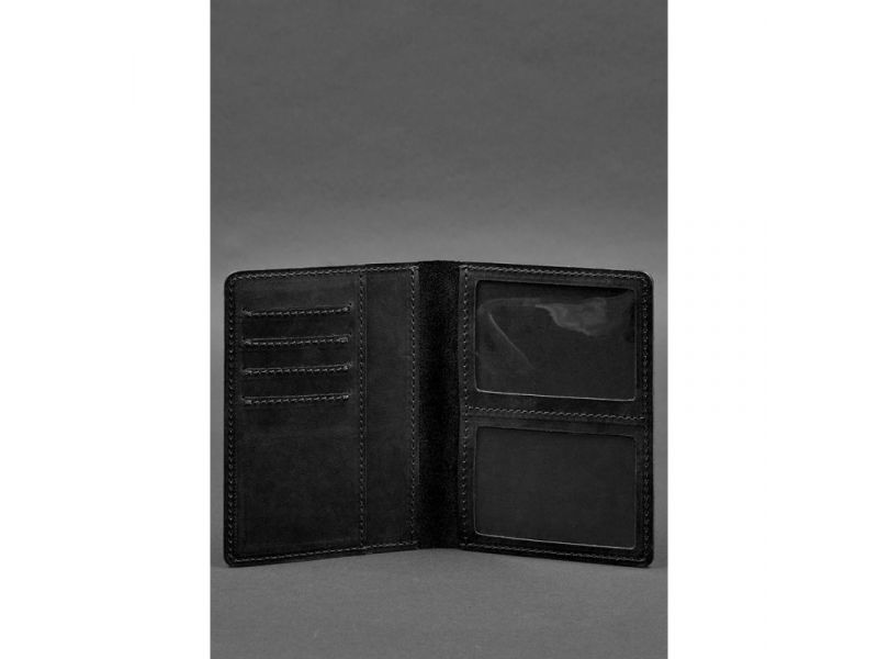 Кожаная обложка-органайзер для документов 6.1 черный Crazy Horse, фото 2