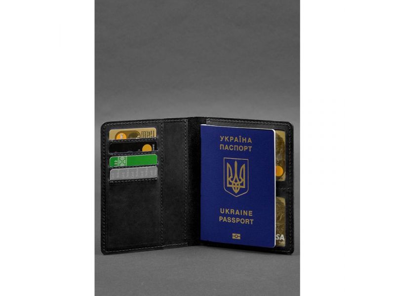 Кожаная обложка-органайзер для документов 6.1 черный Crazy Horse, фото 5