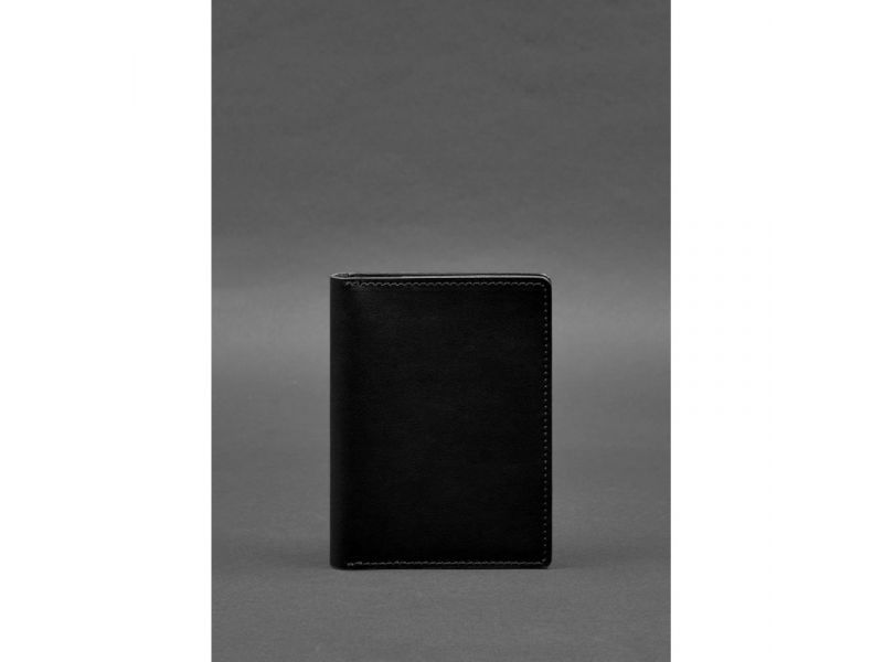 Кожаная обложка-органайзер для документов 6.1 черный краст, фото 1