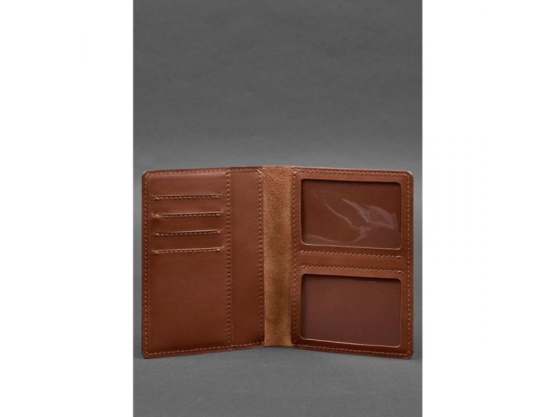 Кожаная обложка-органайзер для документов 6.1 светло-коричневый краст, фото 2