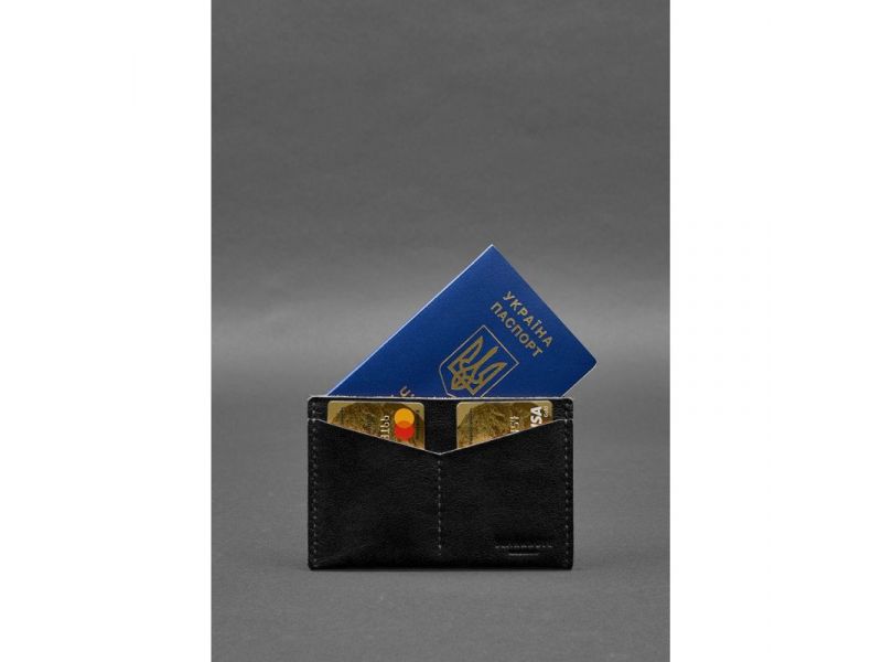 Кожаная обложка-органайзер для документов 6.2 черный краст, фото 3