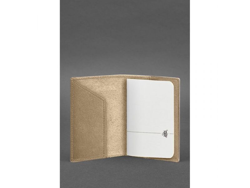 Кожаная обложка для паспорта с картой Украины светло-бежевая, фото 2