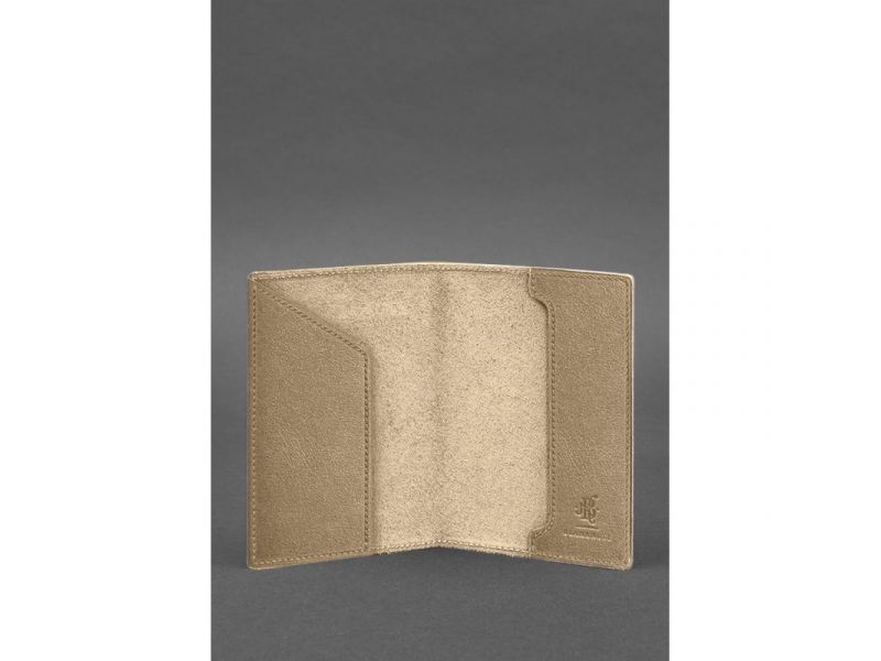 Кожаная обложка для паспорта с картой Украины светло-бежевая, фото 3