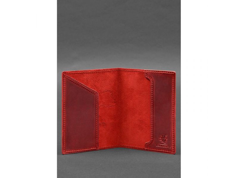 Кожаная обложка для паспорта с картой Украины коралл Crazy Horse, фото 4