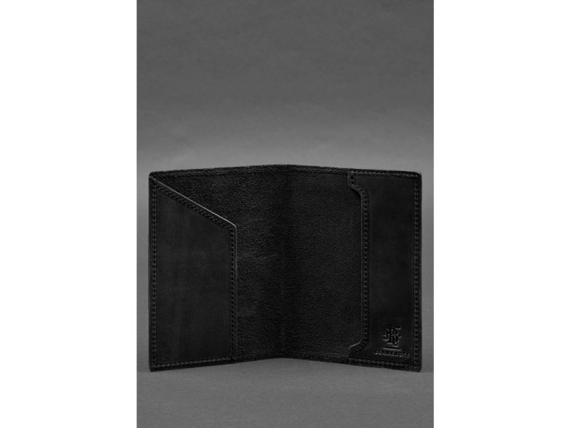 Кожаная обложка для паспорта с картой Украины черный Crazy Horse, фото 4