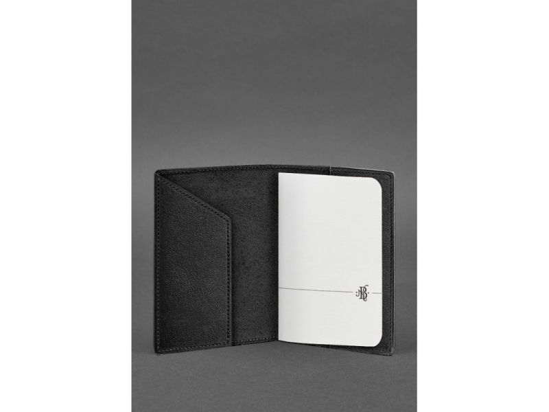 Кожаная обложка для паспорта с картой Украины черный краст, фото 2