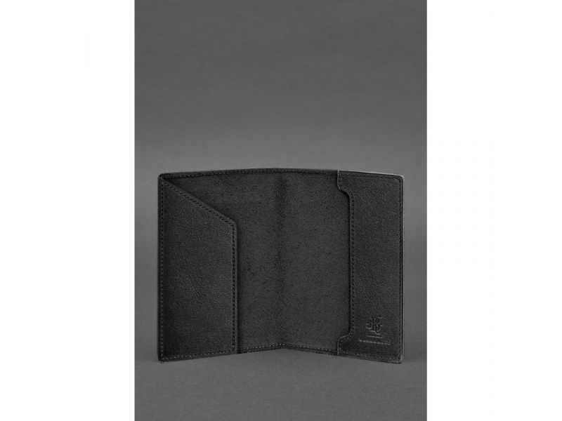 Кожаная обложка для паспорта с картой Украины черный краст, фото 3