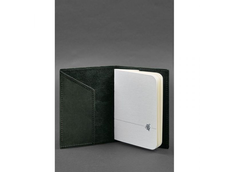 Кожаная обложка для паспорта с картой Украины зеленый Crazy Horse, фото 3