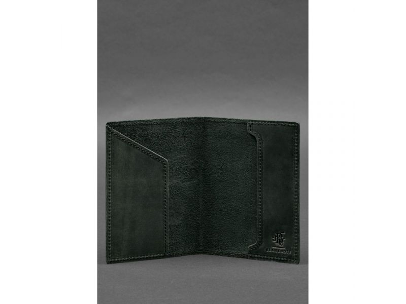 Кожаная обложка для паспорта с картой Украины зеленый Crazy Horse, фото 4