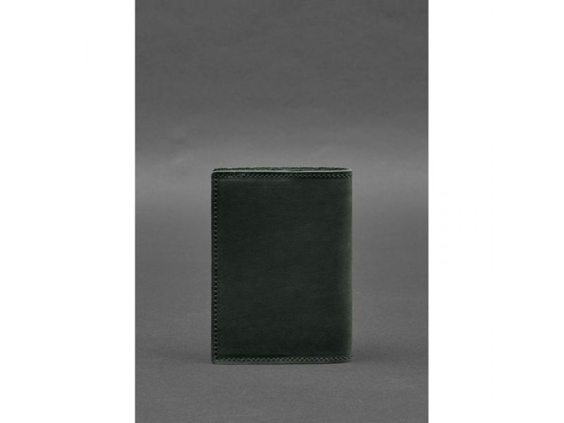 Кожаная обложка для паспорта с картой Украины зеленый Crazy Horse, фото 5