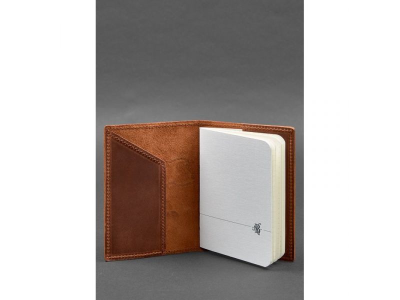 Кожаная обложка для паспорта с картой Украины светло-коричневый Crazy Horse, фото 3