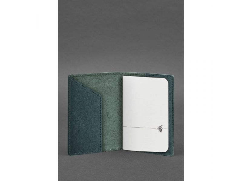 Кожаная обложка для паспорта с картой Украины зеленый краст, фото 2