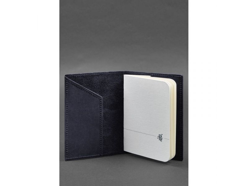 Кожаная обложка для паспорта с картой Украины синий Crazy Horse, фото 3