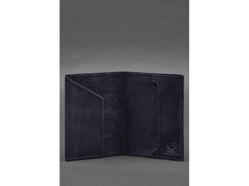 Кожаная обложка для паспорта с картой Украины синий Crazy Horse, фото 4