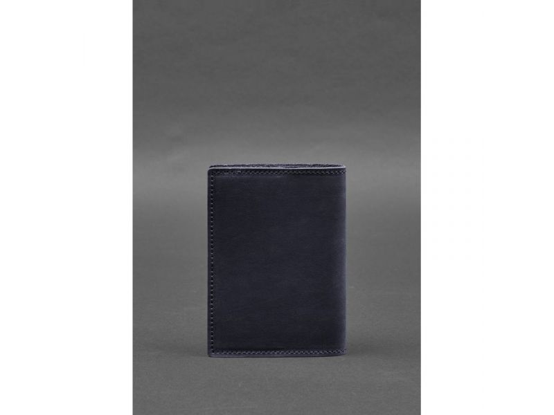 Кожаная обложка для паспорта с картой Украины синий Crazy Horse, фото 5