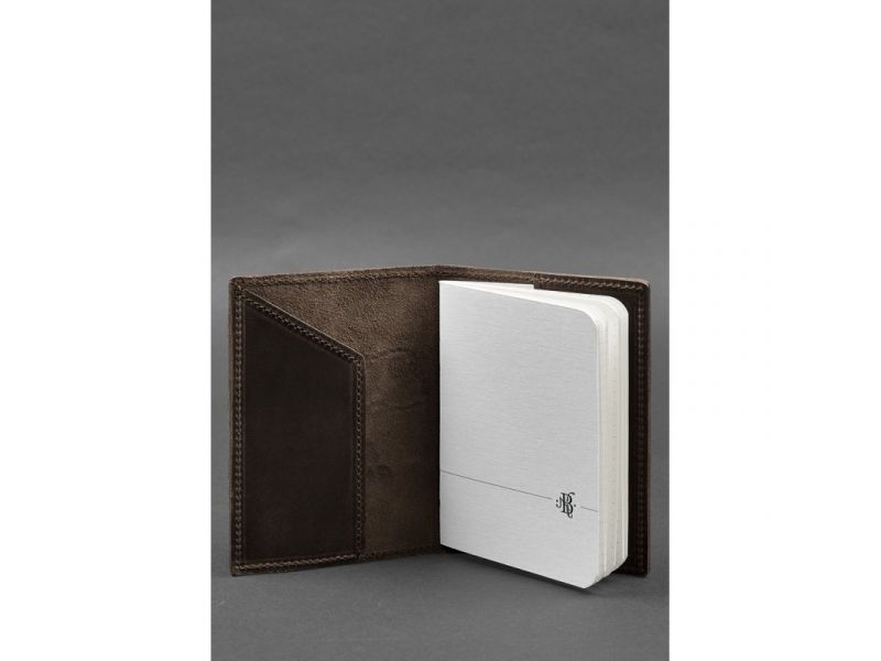 Кожаная обложка для паспорта с картой Украины темно-коричневый Crazy Horse, фото 3