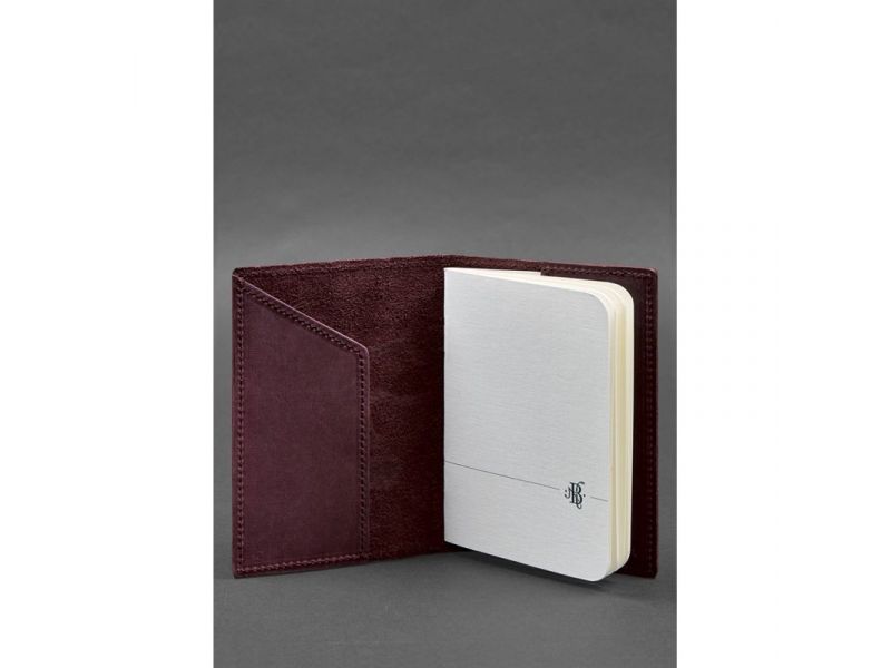 Кожаная обложка для паспорта с картой Украины бордовый Crazy Horse, фото 3