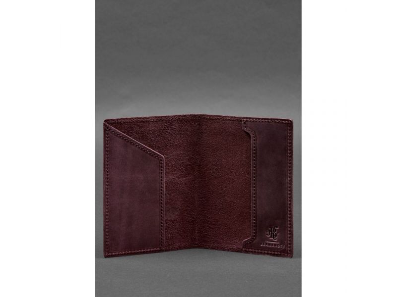 Кожаная обложка для паспорта с картой Украины бордовый Crazy Horse, фото 4