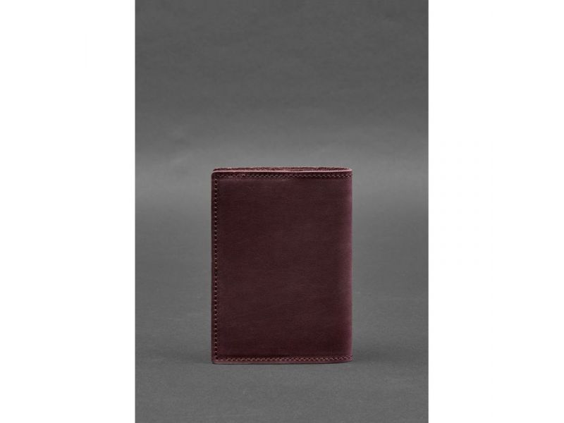 Кожаная обложка для паспорта с картой Украины бордовый Crazy Horse, фото 5