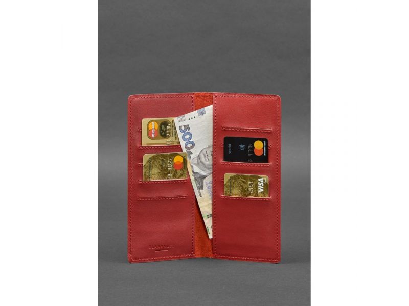Кожаное портмоне-купюрник 11.0 красное, фото 2