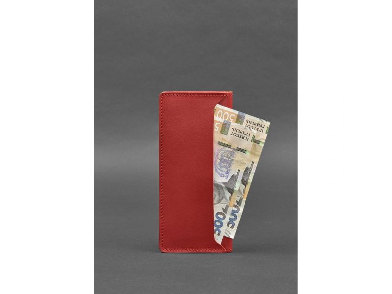 Кожаное портмоне-купюрник 11.0 красное, фото 4
