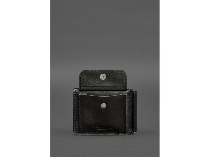 Кожаное портмоне 13.0 зажим черное краст, фото 6