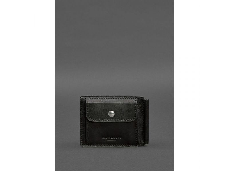 Кожаное портмоне 13.0 зажим черное краст, фото 8