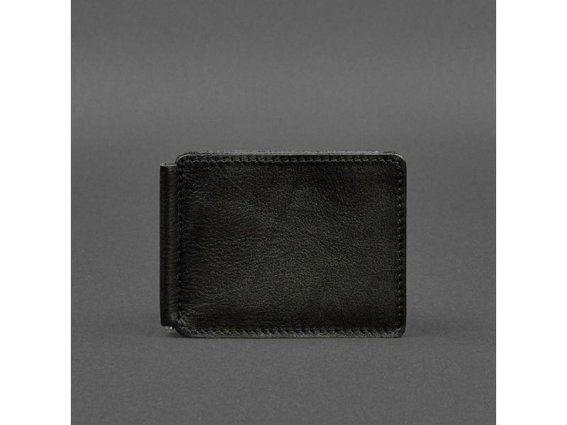 Кожаное портмоне 13.0 зажим черное краст, фото 9