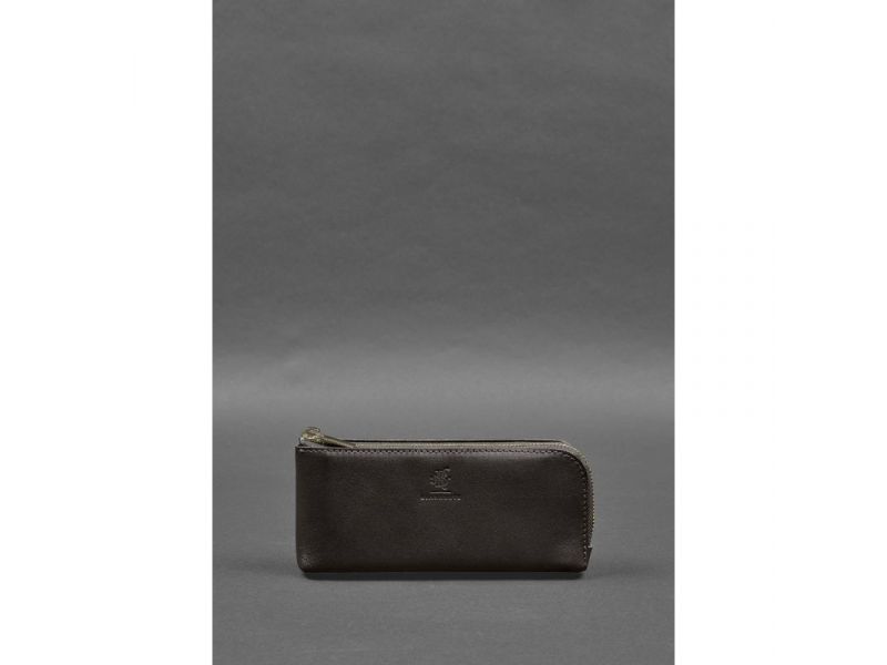 Кожаное портмоне-купюрник на молнии 14.0 темно-коричневое, фото 1