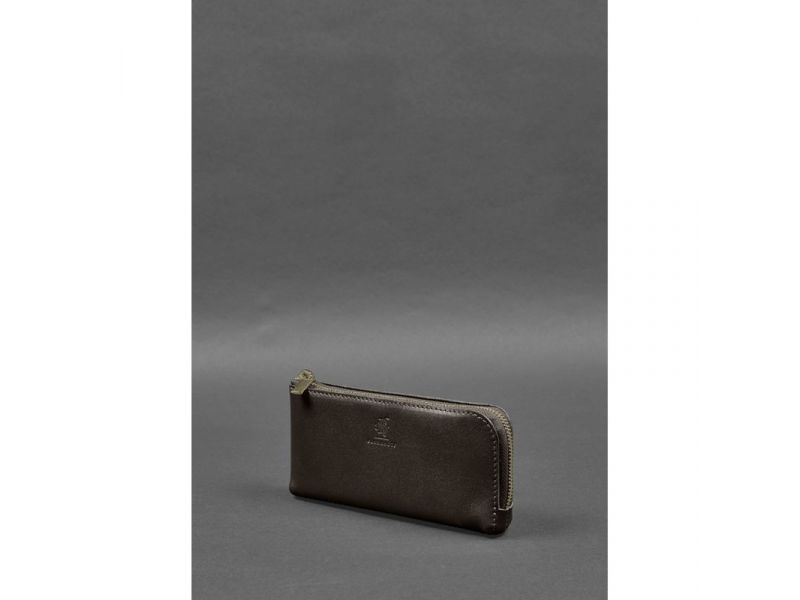 Кожаное портмоне-купюрник на молнии 14.0 темно-коричневое, фото 3
