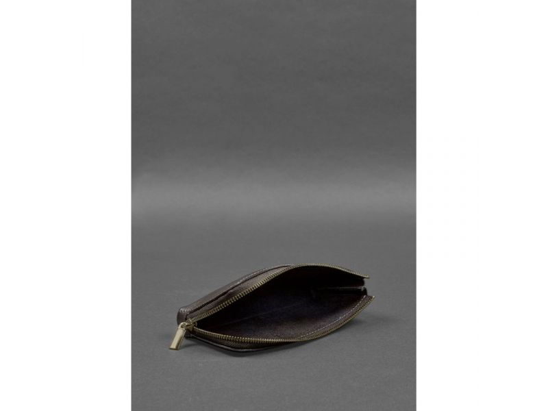 Кожаное портмоне-купюрник на молнии 14.0 темно-коричневое, фото 5